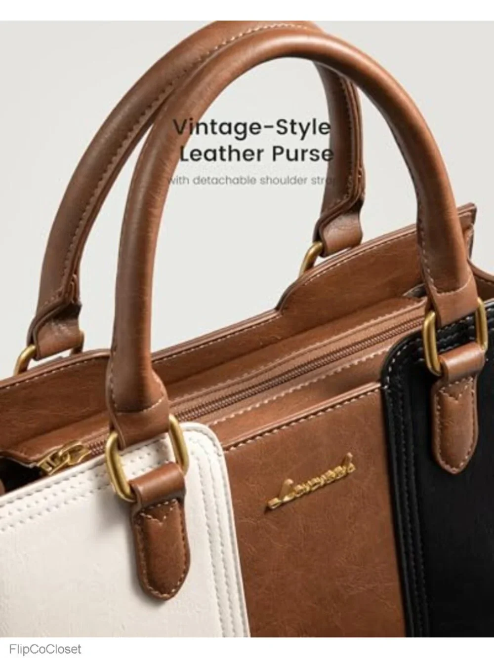 Vintage Faux Leather Satchel Crossbody Bag